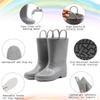 EUXTERPA Boys Girls Waterproof Rain Boots Kids Toddler Solid Color Boots with Easy On Handles, Grey, Toddler Size 7 view 3
