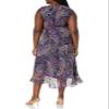 London Times Womens Ruffle Hem Maxi Dress, Ruffle Detail Hi-Low Faux Wrap Dress, Navy/Multi, 10 US view 2