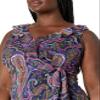 London Times Womens Ruffle Hem Maxi Dress, Ruffle Detail Hi-Low Faux Wrap Dress, Navy/Multi, 10 US view 3