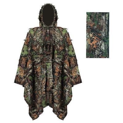 Hunting 3D Leafy Camouflage Ghillie Suit Camo Cape Cloak Stealth Clothing for Military CS Woodland Tactical Poncho