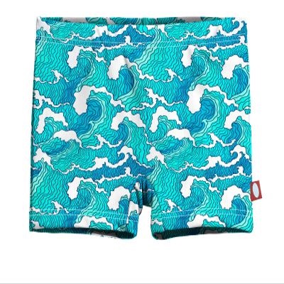 City Threads Girls Swim Shorts, UPF 50+ Swim Pants for Girls, Made in USA Swimsuit Shorts (Turq Waves, 16)