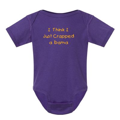 Campus Originals Funny LSU Tigers Baby I Think I Just Crapped a Bama Rivalry One-Piece Bodysuit Creeper (6 Months)