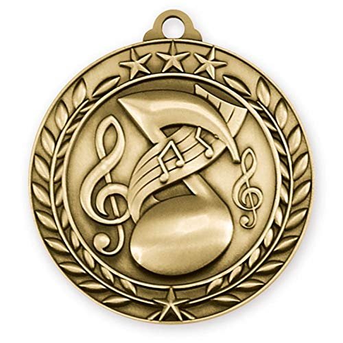Music (Pack of 100) Gold 1st Place Medals with Neck Red White & Blue Ribbons Award WAM9