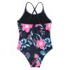 renvena Kids Girls Floral Printed Ruffles Swimsuit Athletic Romper Jumspuit Beach Bathing Suit for Toddler Navy-Blue 6 view 4