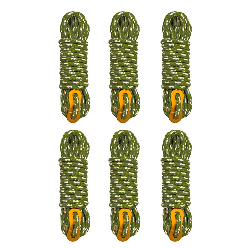GEERTOP 6 Pack 5 mm Ultralight Tent Guy Lines Camping Ropes with Aluminum Tensioner for Tent, Tent Tarp Shelter