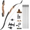 AMEYXGS 60 Archery Takedown Recurve Bow and Arrow Set Wooden Riser 20-60lbs Hunting Bow Traditional Longbow Outdoor Hunting Adult Bow Right Handed (Bow+Accessories, 45lbs) view 1