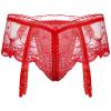 iiniim Men's Sissy Pouch Panties Lace Skirted Mooning Lingerie Nightwear Transgender Bikini Briefs Red One Size view 2