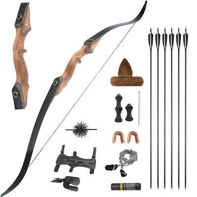AMEYXGS 60 Archery Takedown Recurve Bow and Arrow Set Wooden Riser 20-60lbs Hunting Bow Traditional Longbow Outdoor Hunting Adult Bow Right Handed (Bow+Accessories, 40lbs)