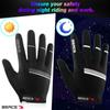 BEACE Cycling Gloves for Women - Colorful Night Glow, Touch Screen Compatible - Full Finger Road & Mountain Bike Gloves with Anti-Slip Silicone Palm (Silver, XL) view 3