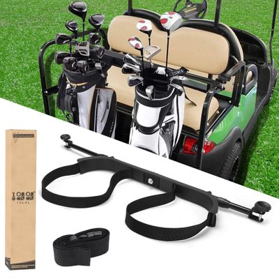 10L0L No Drilling Golf Cart Bag Holder, Universal Adjustable Rear Seat Bag Attachment for 2+2 Seater with 1 Square Metal Frame (Not for Plastic), Stainless Steel Bracket, Fits Yamaha,EZGO, Club Car