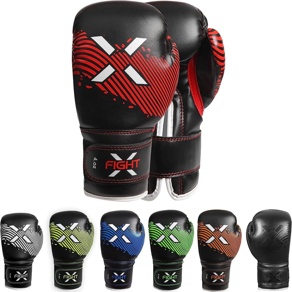 FightX Kids Boxing Gloves for 3-8 Years 4 6 Oz Training MMA Boys Girls Kickboxing Punching Gloves for Training, Punching Bag, Muay Thai, MMA (Red, 4oz)