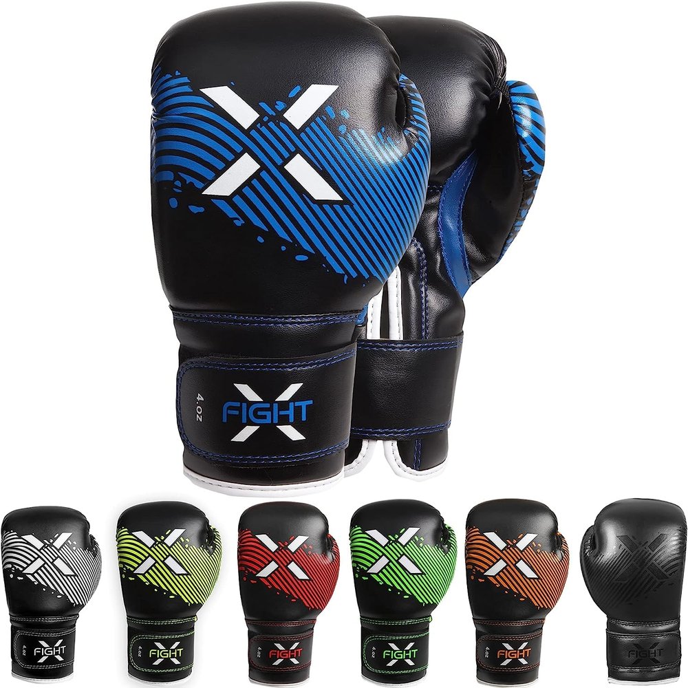 FightX Kids Boxing Gloves for 3-8 Years 4 6 Oz Training MMA Boys Girls Kickboxing Punching Gloves for Training, Punching Bag, Muay Thai, MMA (Blue, 6oz)