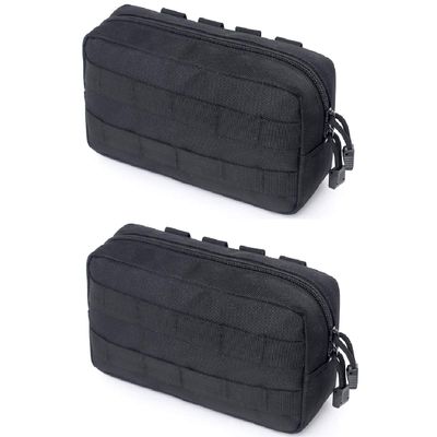 Azarxis Equipment Multi-Purpose Tactical EDC Admin MOLLE Pouch Utility Tools Bag Organizer Military Waist Belt Modular Attachment (Black - 2 Pack)