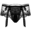 iiniim Men's Sissy Pouch Panties Lace Skirted Mooning Lingerie Nightwear Transgender Bikini Briefs Black One Size view 1