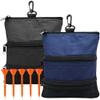 Golf Pouch Bag Tee Pouch Multi Pocket Clip Zipper Hook to Bag 2 Pack with 5 Pcs Cup Tees Value Set Nylon Valuables Holder for Men Women (2 Pack-Black&Blue) view 1