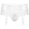 iiniim Men's Sissy Pouch Panties Lace Skirted Mooning Lingerie Nightwear Transgender Bikini Briefs White One Size view 1