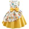 CMMCHAAH Kids Floral Print Frock Wedding Pageant Party Dresses Girls Sleeveless Holiday Dress(Yellow,140) view 1