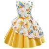 CMMCHAAH Kids Floral Print Frock Wedding Pageant Party Dresses Girls Sleeveless Holiday Dress(Yellow,140) view 3