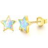 14K Gold Plated Star Earrings for Girls, Hypoallergenic S925 Sterling Silver Post Stud Earrings For Women ARSKRO Little Small Tiny Cute Fire Opal Earring Jewelry Gifts for Sensitive Ears Teen Kids view 1