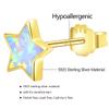 14K Gold Plated Star Earrings for Girls, Hypoallergenic S925 Sterling Silver Post Stud Earrings For Women ARSKRO Little Small Tiny Cute Fire Opal Earring Jewelry Gifts for Sensitive Ears Teen Kids view 3