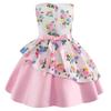 CMMCHAAH Girls Knee Dresses Kids Christmas Easter Floral Print Frocks Graduation Dress Sleeveless(Pink,110) view 3