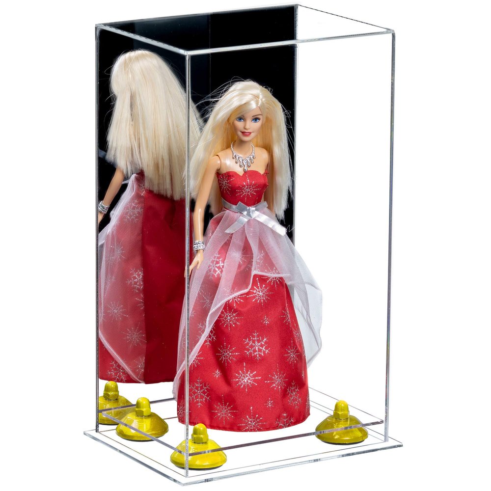 Better Display Cases Acrylic Versatile Display Case with Mirror Case, Yellow Risers and Clear Base - 8" x 6" x 14" (A092/V18)