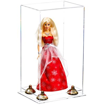 Better Display Cases Acrylic Versatile Display Case with Clear Case, Gold Risers and Clear Base - 8" x 6" x 14" (A092/V18)