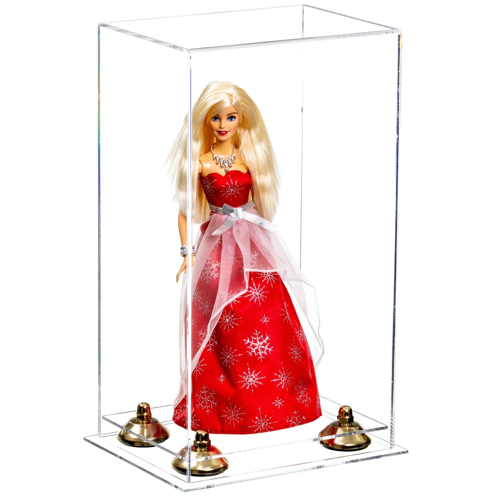 Better Display Cases Acrylic Versatile Display Case with Clear Case, Gold Risers and Clear Base - 8" x 6" x 14" (A092/V18)