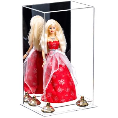 Better Display Cases Acrylic Versatile Display Case with Mirror Case, Gold Risers and Clear Base - 8" x 6" x 14" (A092/V18)