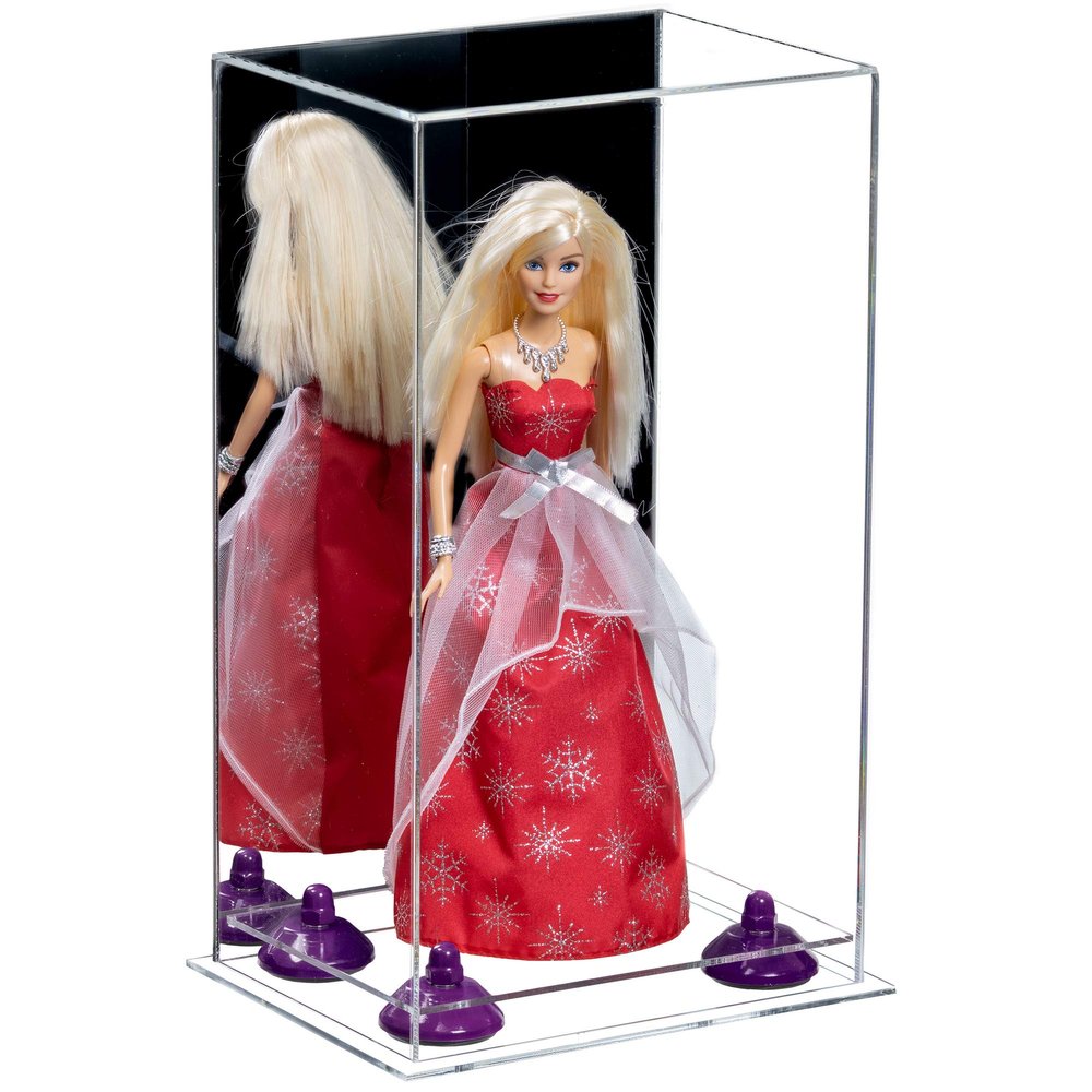 Better Display Cases Acrylic Versatile Display Case with Mirror Case, Purple Risers and Clear Base - 8" x 6" x 14" (A092/V18)