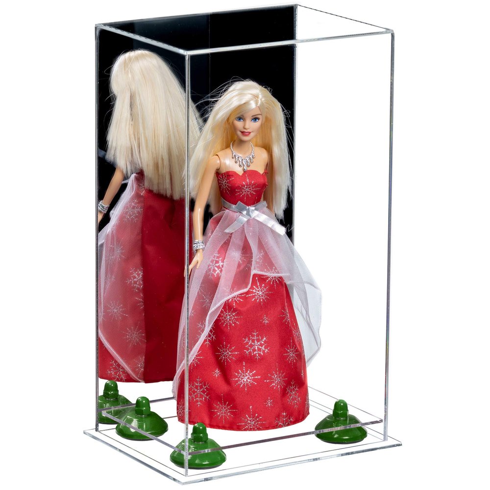 Better Display Cases Acrylic Versatile Display Case with Mirror Case, Green Risers and Clear Base - 8" x 6" x 14" (A092/V18)