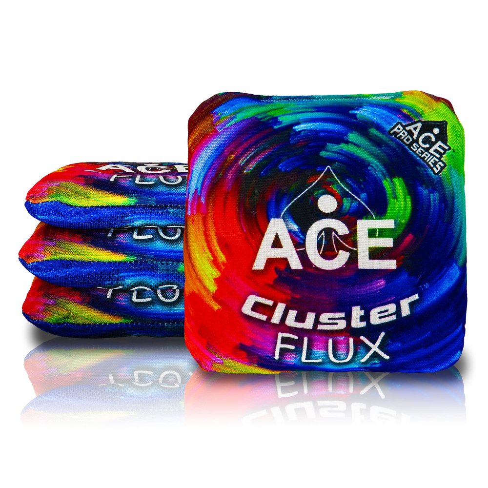 CornholeAce Cluster Flux | Rainbow (Set of 4 Bags) | ACE Pro Stamped | Cluster Pad Technology | Dual Sided Slick Stick All Weather | Professional Cornhole Bags
