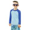 City Threads Boys Rashguard Swim Shirt UPF 50+ Soft Comfortable Durable Sun Protection Made in USA, Bright Light Blue with Royal Blue, 6Y view 1