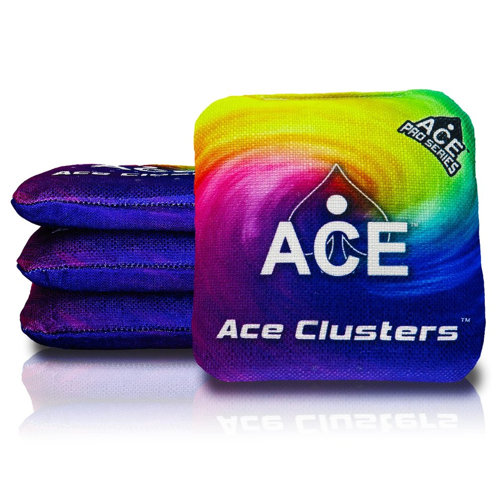 CornholeAce Ace Clusters | Rainbow (Set of 4 Bags) | ACE Pro Stamped | Cluster Pad Technology | Dual Sided Slick Stick All Weather | Professional Cornhole Bags