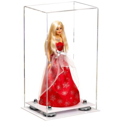 Better Display Cases Acrylic Versatile Display Case with Clear Case, Silver Risers and White Base - 8" x 6" x 14" (A092/V18)