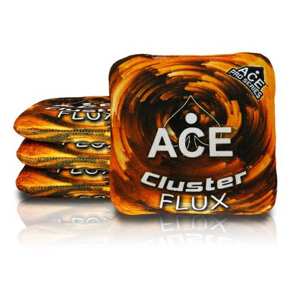 CornholeAce Cluster Flux | Orange (Set of 4 Bags) | ACE Pro Stamped | Cluster Pad Technology | Dual Sided Slick Stick All Weather | Professional Cornhole Bags