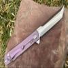 Titanium Pocket Folding Knife, Solid Tc4 Titanium Handle, CPM-D2 Steel Tanto Blade, Includes Sheath (Saint Twilight) view 3