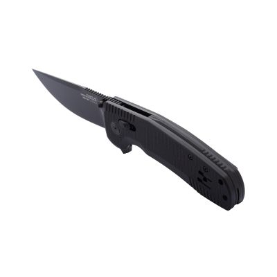 SOG TAC XR Professional Folding Knife | 3.4" D2 Tool Steel Blade & Ultra-Grip G10 Handle | Single-Handed Ambidextrous Use, Blackout