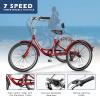 Barbella Adult Tricycle 7 Speed 3 Wheel Bike Adult Trikes, Three-Wheeled Bicycles Cruise Trike with Basket for Seniors, Women, Men for Recreation Shopping (24", Wine Red) view 3