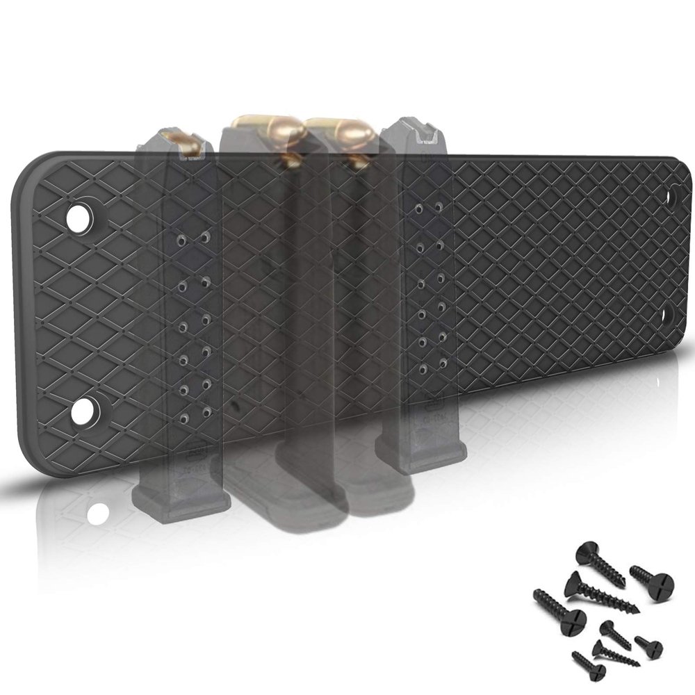 1-Pack Magnetic Ammunition Holder, Gun Magnet Double Sided,Gun Magazine Storage/Organizer in Shelf, Cabinet, Locker, Vault, Desk,Door, Ammo Gun Safe Accessories Mount for Pistol, Handgun Mags&Clips