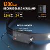 EGUKU Headlamp Rechargeable, Rechargeable LED Headlamps 1200Lumens 2 COB 230Wide Beam Headlight with Bright 5 Modes Lightweight Waterproof Head Lamp for Outdoor Running, Camping Hiking view 4