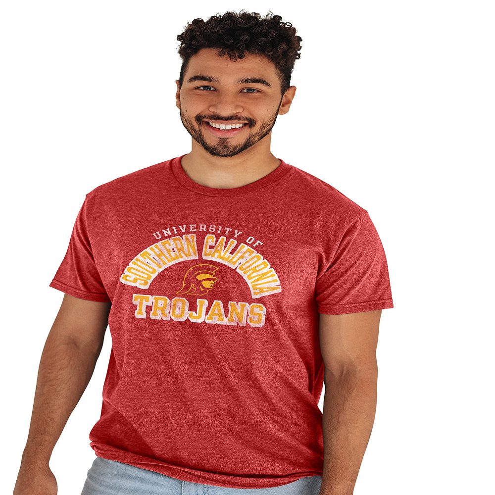 Blue 84 Men's USC Trojans T Shirt Heathered Team Color, Usc Trojans Heather Cardinal, XX-Large