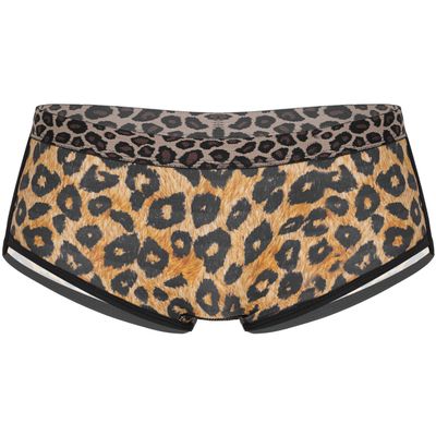 YONGHS Women's Sexy Leopard Print Underwear Hipster Panties High Waist Running Yoga Booty Shorts Activewear Leopard M