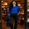 SANGTREE Women's Sweaters Soft Knit Long Sleeve Crew Neck Pullover Sweater for WomenRoyal Blue,Large view 4