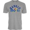 Blue 84 Men's Kansas Jayhawks T Shirt Tri-Blend Heather Gray, Kansas Jayhawks Heather Gray, Small view 1