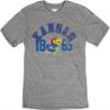 Blue 84 Men's Kansas Jayhawks T Shirt Tri-Blend Heather Gray, Kansas Jayhawks Heather Gray, Small view 3