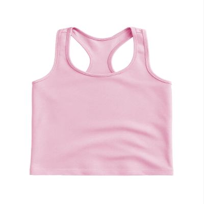 Kurve Premium Girls Seamless Supersoft Wide Strap Comfortable Racerback Tank (Made with Love in The USA), Pink, Age 7-12