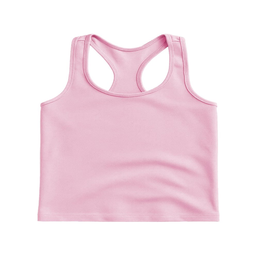 Kurve Premium Girls Seamless Supersoft Wide Strap Comfortable Racerback Tank (Made with Love in The USA), Pink, Age 7-12
