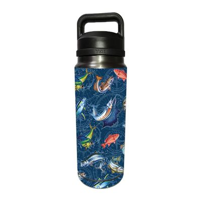 MightySkins Skin Compatible with YETI Rambler 26 OZ Bottle - Saltwater Compass | Protective, Durable, and Unique Vinyl Decal wrap Cover | Easy to Apply, Remove, and Change Styles | Made in The USA