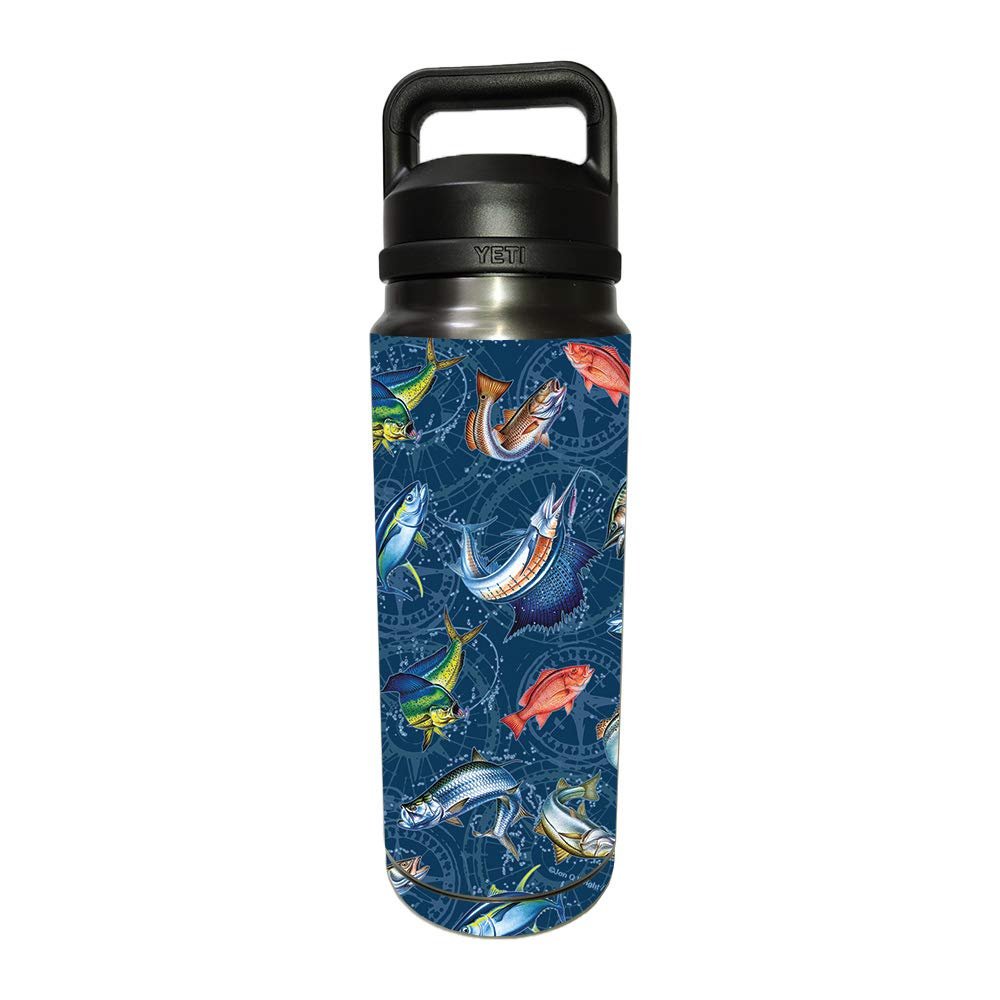 MightySkins Skin Compatible with YETI Rambler 26 OZ Bottle - Saltwater Compass | Protective, Durable, and Unique Vinyl Decal wrap Cover | Easy to Apply, Remove, and Change Styles | Made in The USA